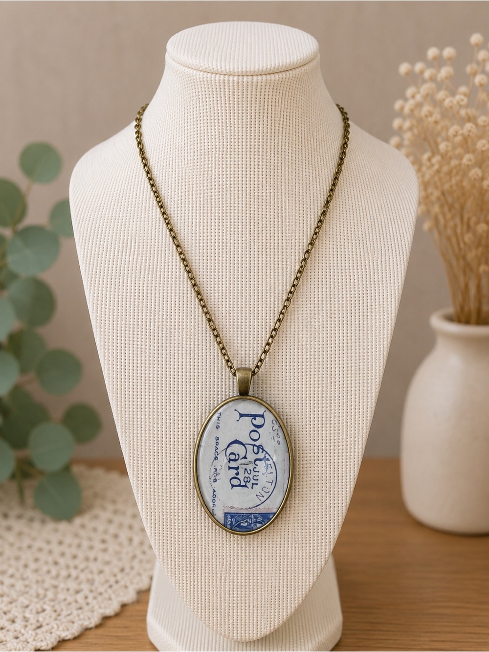 Handmade Postcard Keychain Pendant Necklace